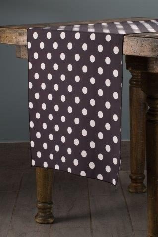 Specialty Polka Dots Black with White table runner